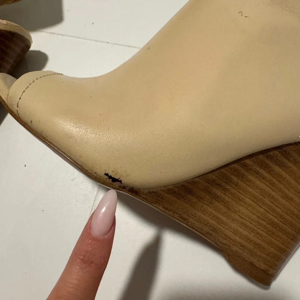 Aldo Cream Peep-Toe Wedges